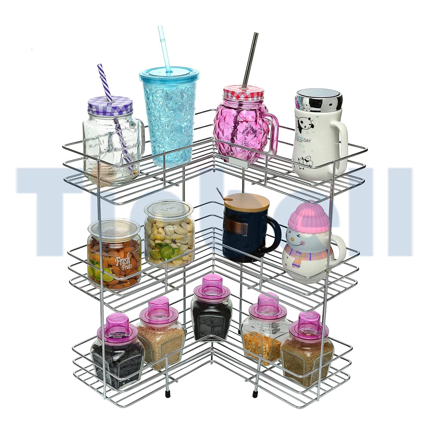 Tinbell 3-shelf L-shaped kitchen rack