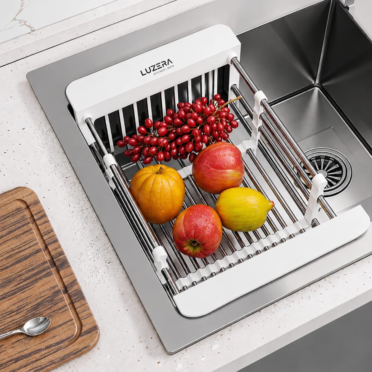 LUZERA adjustable sliding sink basket